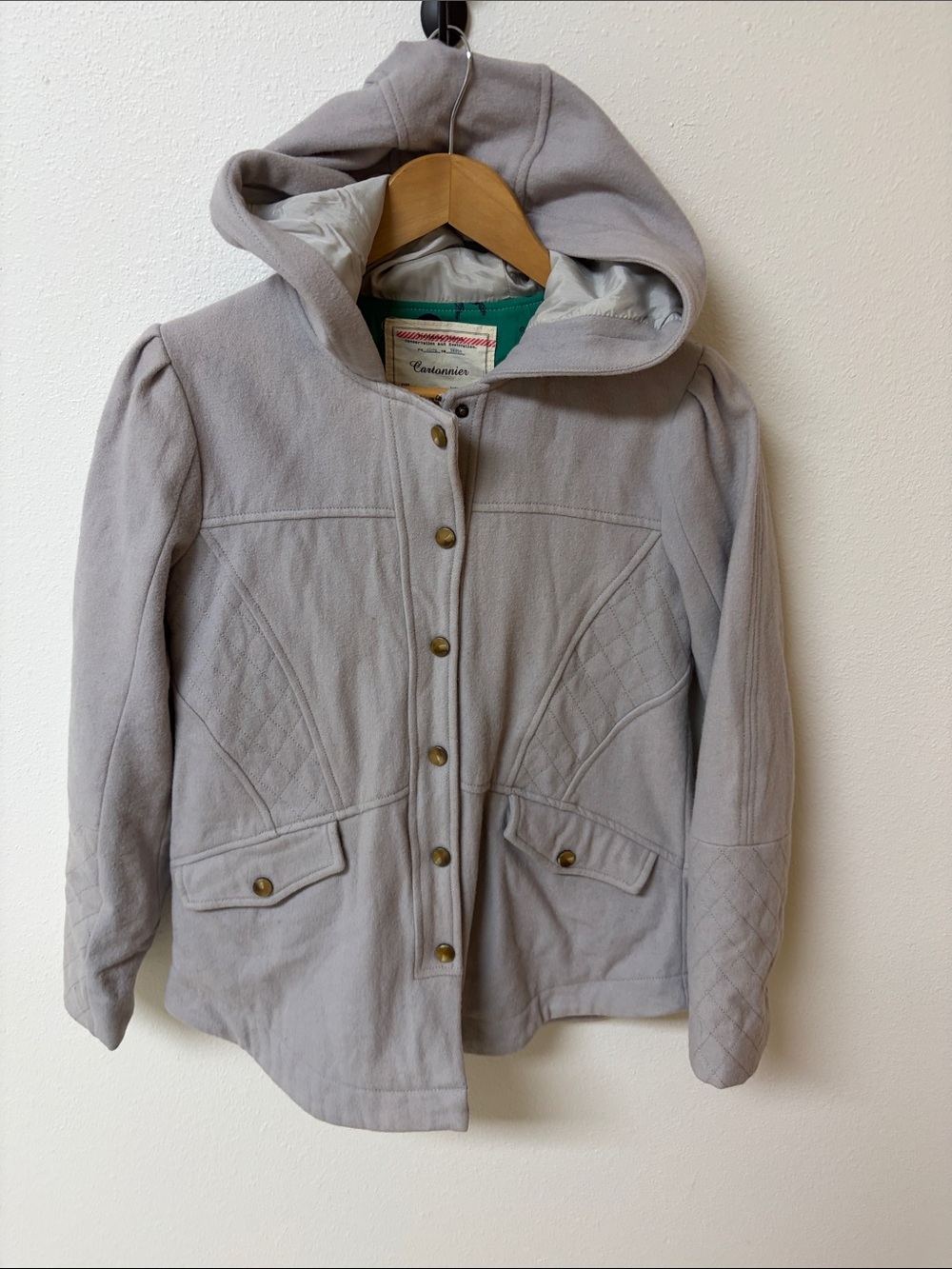 Cartonnier Light Gray Hooded Button wool blend Jacket women’s size S